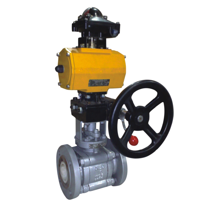 Pneumatic and manual dual-purpose ceramic lined ball valve