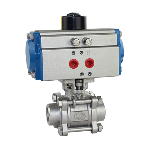 Pneumatic switch type welded ball valve three piece 1000WOG